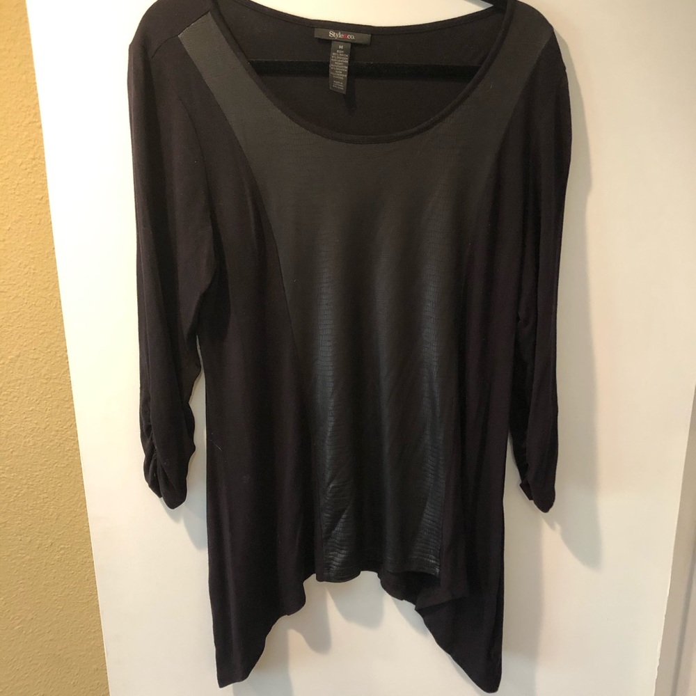 Asymmetrical Black Blouse with snake skin detail